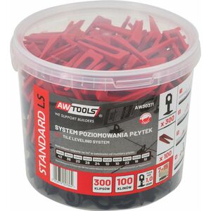 AWTools AWTOOLS SYSTEM POZIOMOWANIA PŁYTEK STANDARD 1,0mm - 7-15mm - KLIPS 300szt. + KLIN 100szt. AW30371 8964197 5903678607364