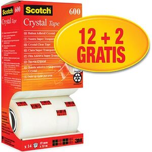 Scotch Taśma biurowa SCOTCH® Crystal (6-1933R14), 19mm, 33m, 12+2szt. GRATIS 9020198 4054596687486