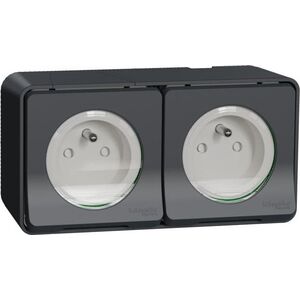 Schneider Electric Mureva Styl Gniazdo 2P+PE podwójne antracytowe MUR36028 9557896 3606480789694