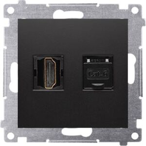 Kontakt-Simon Simon 54 Gniazdo HDMI + RJ45 kat.6. (moduł) czarny mat DGHRJ45.01/49 9643909 5902787871437
