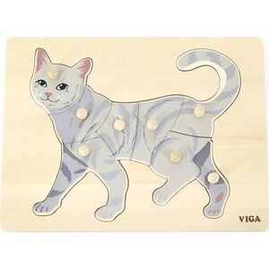 Viga Toys VIGA Drewniane Puzzle Montessori Kot z Pinezkami 9662191 6971608446122