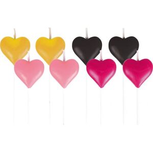 figurka świece serce 7 cm żółty/czarny/różowy 8 sztuk 9767399 13051809522