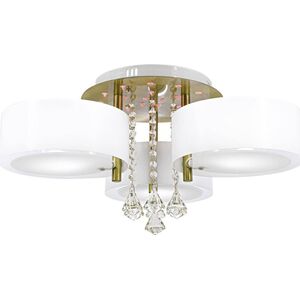 Lampa sufitowa Mdeco Abażurowa LAMPA sufitowa DRS8006/321QG MDECO glamour OPRAWA z kryształkami do jadalni biała mosiądz 9931955 5907737331320