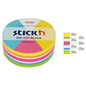 Stickn Notes koło, 67x67mm, mix 5 kol. neon+biały, 250kart. Stick"n 21830 10091278 4712759218303