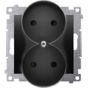 Kontakt-Simon Simon 54 Gniazdo wtyczkowe b/u z przesł. podwójne (moduł) 16A 250V zaciski śrub. czarny mat do ramek S54 PREMIUM DG2MZ.01/49 10134594 5902787870874