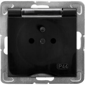 Ospel IMPRESJA Gniazdo bryzgoszczelne z uziemieniem IP-44 wieczko przezroczyste czarny metalik GPH-1YZ/m/33/d 10134630 5906729010519