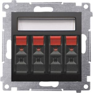 Kontakt-Simon Simon 54 Gniazdo głośnikowe 4-kr. z polem opisowym (moduł) przekrój przewodów dla wejścia i wyjścia 25mm2 czarny mat DGL34.01/49 10250317 5902787871390