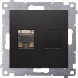 Kontakt-Simon Simon 54 Gniazdo komputerowe pojedyncze RJ45 kategoria 6 ekranowane z przesłoną przeciwkurzową (moduł) czarny mat D61E.01/49 10250380 5902787871352