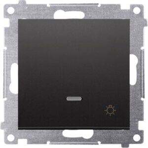 Kontakt-Simon Simon 54 Przycisk światło” z podświetleniem LED (moduł) 10AX 250V szybkozłącza czarny mat DS1L.01/49 10250428 5902787870621