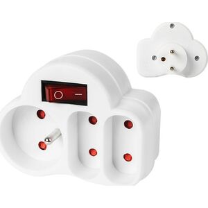Plastrol Rozgałęźnik wtyczkowy z wyłącznikiem 1-gniazdo z/u + 2x Euro biały R-12WS 10250548 5906197301966
