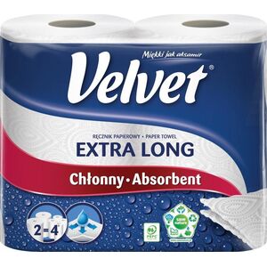 Velvet Ręczniki w roli celulozowe VELVET Najdłuższy, 2-warstwowe, 90 listków, 2szt., białe 10624125 5901478998828