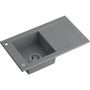 Zlewozmywak WILL  granitowy 1-komorowy szary (77x46x18,5) z zaślepką i odpływem 10755742 5904310990783