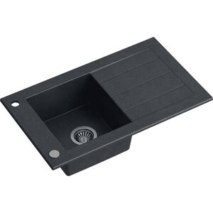 Zlewozmywak WILL  granitowy czarny (77x46x18,5) z zaślepką i odpływem 10755743 5904310990776