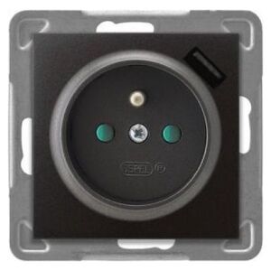 Ospel Gniazdo pojedyncze Ospel Impresja GP-1YZPUSB/m/50 z uziemieniem z przesłonami z ładowarką USB 2,1A antracyt 10800242 5907577494681