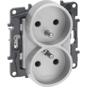 Legrand Gniazdo podwójne Legrand Niloe Step 863332 z uziemieniem zaciski śrubowe aluminium 10800311 3414971837256
