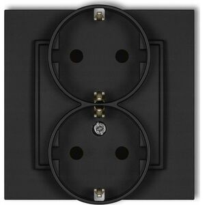 Karlik Gniazdo podwójne Karlik Mini 12MGP-2s z uziemieniem SCHUKO 2x2P+Z bez przesłon torów prądowych czarny mat 10800320 5903672002585