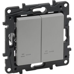 Legrand Łącznik schodowy Legrand Niloe Step 863318 podwójny podświetlany aluminium 10802500 3414971837041