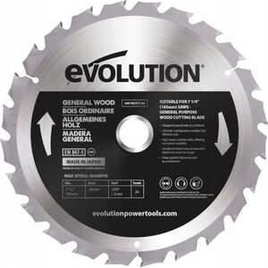 Evolution Piła widiowa TCT do cięcia drewna Evolution 185mm / 24z do pił ukośnych 11229125 849713087164