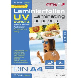 Genie GENIE Laminiertaschen 25 A4  Folien mit UV Schutz 125 Mic. 11259998 4015468124041