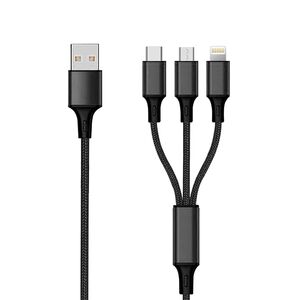 Kabel USB 2GO USB-A - USB-C + microUSB + Lightning 1.5 m Czarny (797153) 11261364 4010425971539