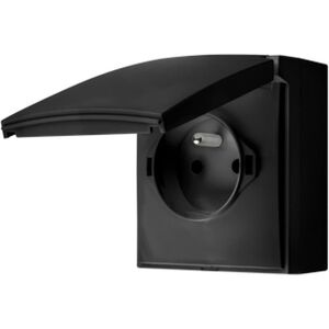 Kontakt-Simon Simon Aquaclick Gniazdo IP44, pojedyncze z uziem., szybkozłącza, klapka w kolorze czarny ACGZ1C/49 11263638 5902787875565
