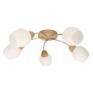Lampa sufitowa Spot Light Santa 8551574 plafon lampa sufitowa 5x60W E27 drewniany/chromowy 11620294 5907795179780