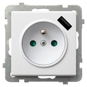 Ospel SONATA Gniazdo pojedyncze z/u z przesłonami, z ładowarką USB białe GP-1RZPUSB/m/00 12135797 5907577494780