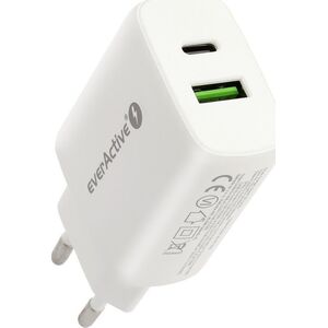 Ładowarka EverActive Ładowarka sieciowa everActive SC-370Q z gniazdem USB QC3.0 oraz USB-C PD PPS 25W 12784043 5903205772961