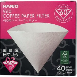 Hario Filtry papierowe do dripa V60-03 - 40 sztuk 13095001 4977642723238