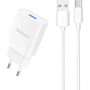 Ładowarka Dudao Ładowarka sieciowa Dudao A4EU USB-A 2.1A - biała + kabel USB-A - USB-C 13252084 6976625331970