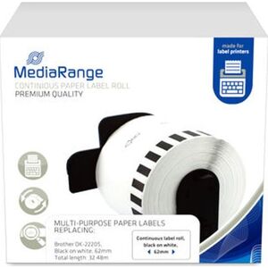 MediaRange MediaRange Endlosetikett Brother DK-22205 62mm 30,48m sw/ws 13333774 4260459618157