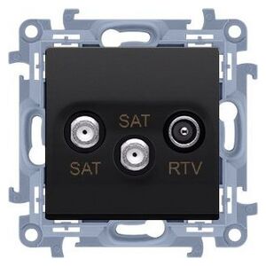 Kontakt-Simon Gniazdo antenowe satelitarne podwójne SAT-SAT-RTV (moduł), 1x wejście: 5 MHz-2,4 GHz, czarny mat, SIMON10 13427224 5902787889036