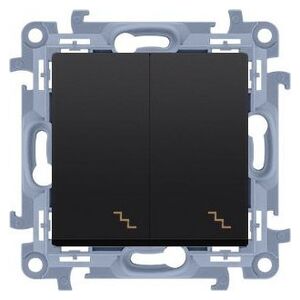 Kontakt-Simon Łącznik schodowy podwójny z podświetleniem LED (moduł) 10AX, 250V~, zaciski śrubowe, czarny mat, SIMON10 13427243 5902787875633