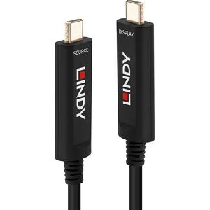 Kabel USB Lindy Cable Lindy Fibre Optic Hybrid USB-C 15m Black 13474234 4002888385039