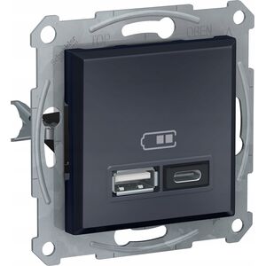 SCHNEIDERE Gniazdo ładowania USB Schneider Asfora EPH2700371 podtynkowe A+C 2,4A bez ramki antracyt 13477169 3606489516758