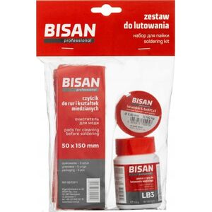 Bisan Zestaw Bisan B870900 do lutowania miękkiego (czyścik-pasta-lut miękki) 50x150mm/100g/2,5mm 100g szary/czerwony 13477257 5903978709003