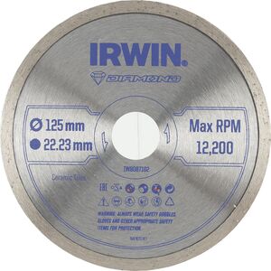 Irwin IRWIN TARCZA DIAMENTOWA 125mm x 22,23mm / PEŁNA do płytek podłogowych i ściennych 13495560 5054905294076