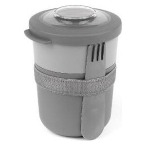 Amuse Pjemnik na jogurt 2 w 1 ze sztućcem i gumką szary / Amuse 13507110 5410801328015