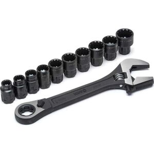 SATA SATA KLUCZ NASTAWNY 8" Z GRZECHOTKĄ + 10NASADEK METR./CAL 13527329 7891645138998