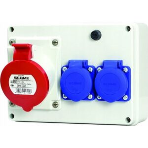 Scame Rozdzielnica budowlana natynkowa 1x32A/5P 2x230V IP44 E-Box Scame 686.322 szara 13579443 8585022736202