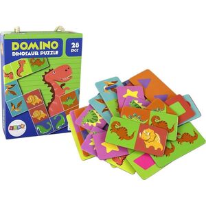 LeanToys Gra Logiczna Puzzle Dwustronne Domino Dinozaury 10cm x 5cm 28 El. 13675360 5905884450253