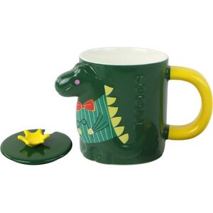 LeanToys Kubek Z Przykrywką Zielony Dinozaur 400 ml 13675542 5905884452974