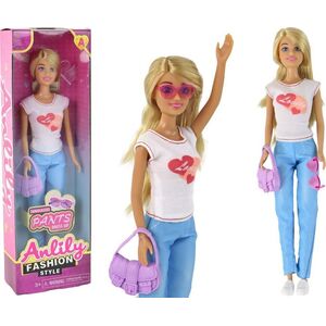 LeanToys Lalka Dla Dzieci Anlily Długie Blond Włosy Torebka Okulary Biała Bluzka 13675584 5905884455043