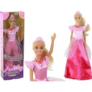 LeanToys Lalka Dla Dzieci Anlily Księżniczka Długie Blond Włosy Tiara Różowa Suknia 13675588 5905884455098