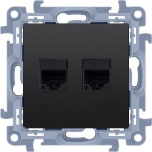 Kontakt-Simon Gniazdo komputerowe Kontakt-Simon Simon 10 C5T.01/49 RJ45 kategoria 5e + telefoniczne RJ11 moduł czarny mat 13685135 5902787887704