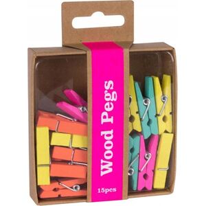 Apli Zestaw APLI Fluor Collection, drewniane spinacze, 15 szt., mix kolorów 13756962 8410782151517