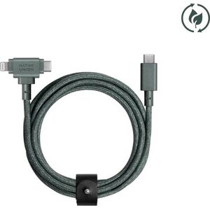 Kabel USB Native Union USB-C - USB-C + Lightning 1.5 m Zielony (BELT-CCL-GRN-NP) 13811825 4895200477181