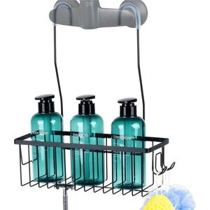 Vilde Półka pod prysznic zawieszana metalowa czarna 33,5x12,5x38 cm 13840140 5904316472375