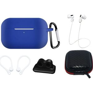 Hurtel Zestaw silikonowe etui AirPods Pro 2 / AirPods Pro 1 + futerał / zaczep na ucho / pasek na szyję / uchwyt na pasek zegarka / karabińczyk - niebieskie 13861785 9145576276976