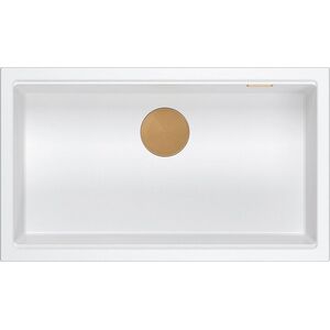 Zlewozmywak GraniteQ LOGAN 110 GraniteQ zlewozmywak snow white 76x44x23,5 cm 1-komorowy wpuszczany z syfonem manualnym miedziany 13876220 5905505500022